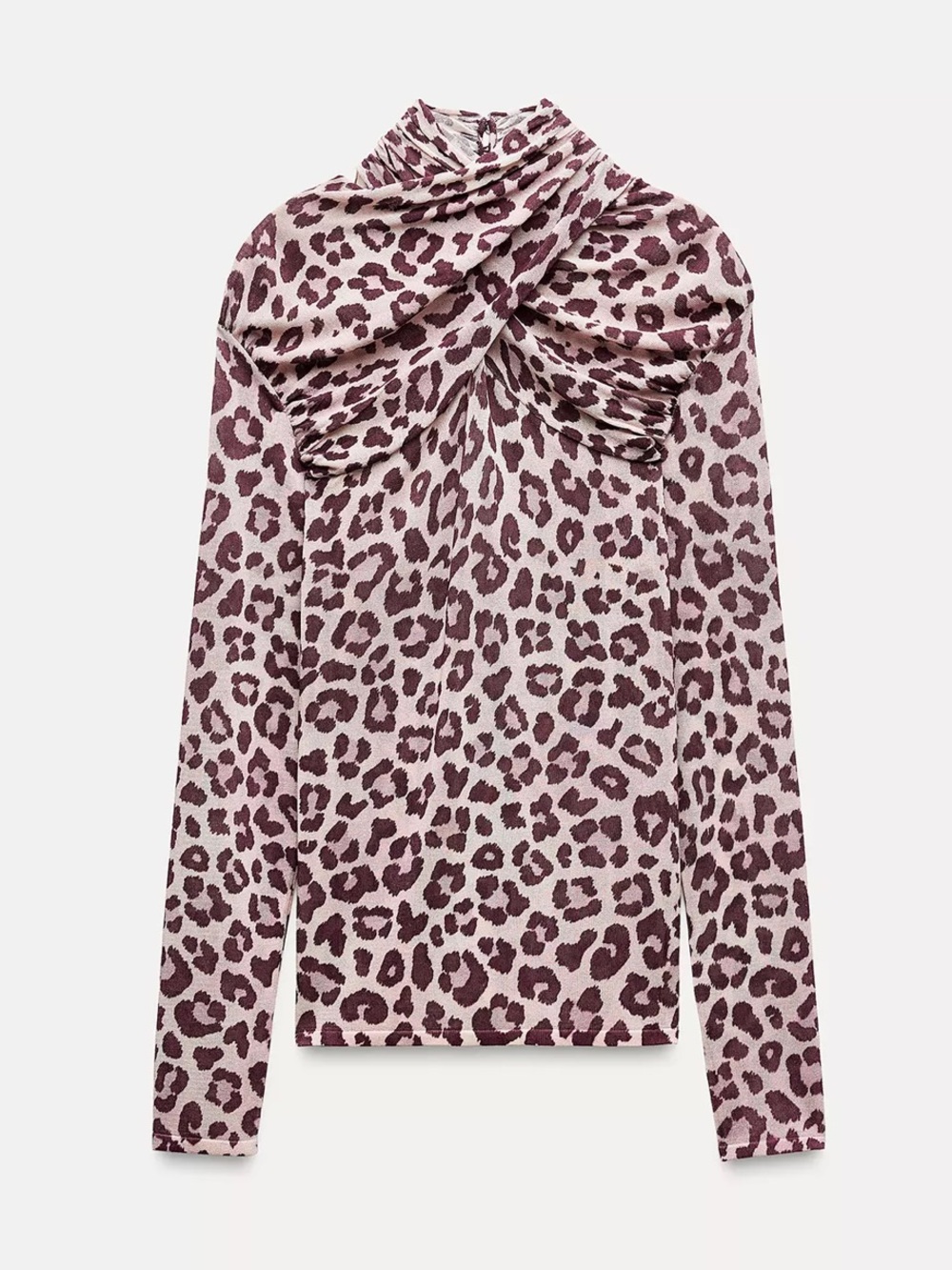 Zara Fine Knit Animal Print Jacquard Top